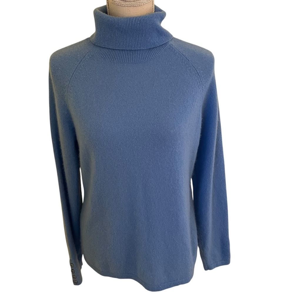 J. McLaughlin Cornflower Blue Cashmere Turtleneck Sweater L